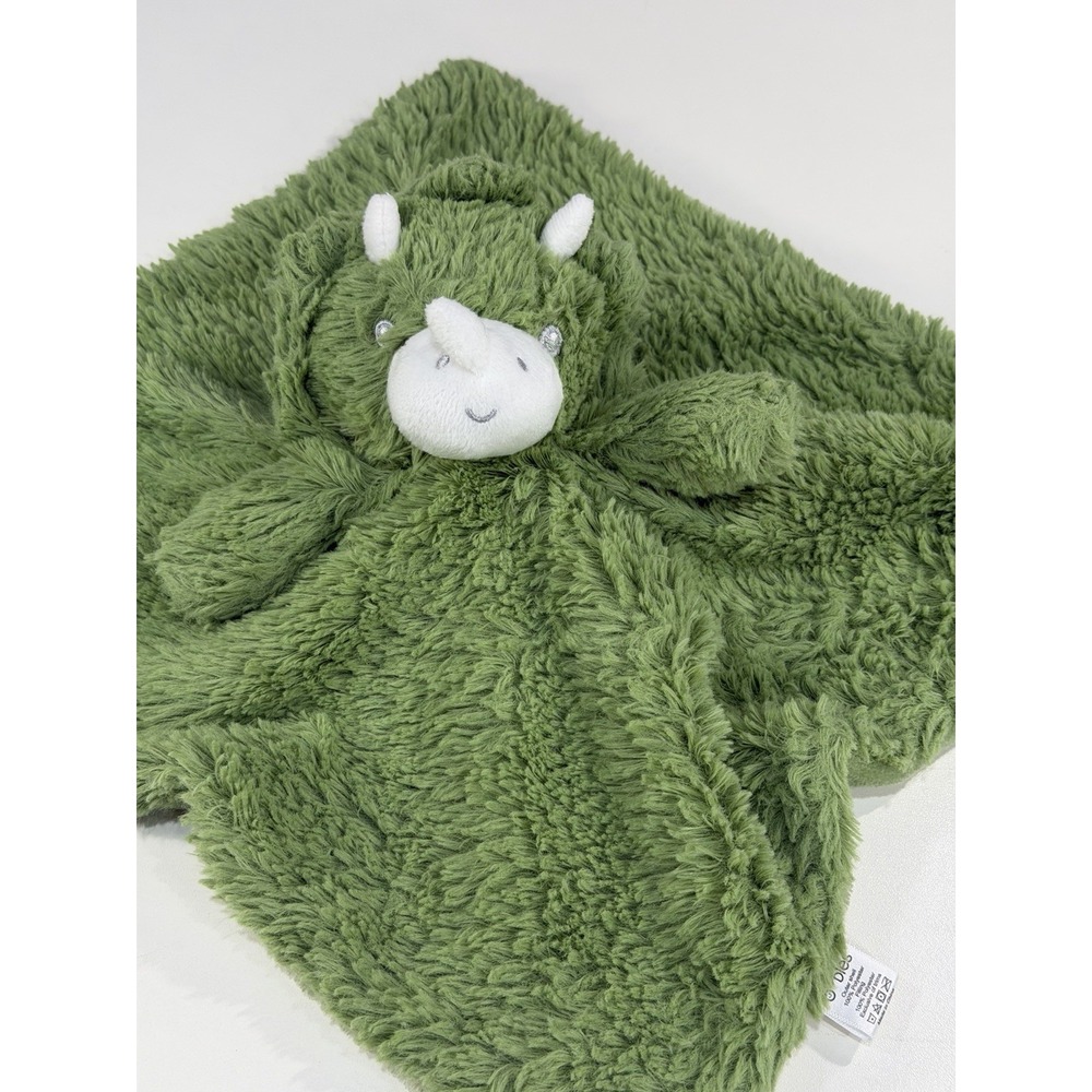 Oobles Green Rhino Lovey Security Blanket Plush Baby Soft Minky 13" Comfort Toy